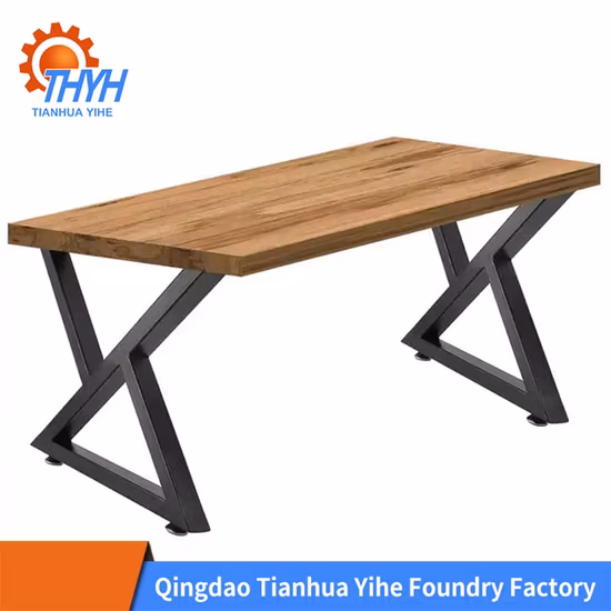 블랙 단조 산업용 헤비 듀티 프레임 파우더 코팅 X 모양의 측면 주철 벤치 커피 테이블 가구 다리 금속